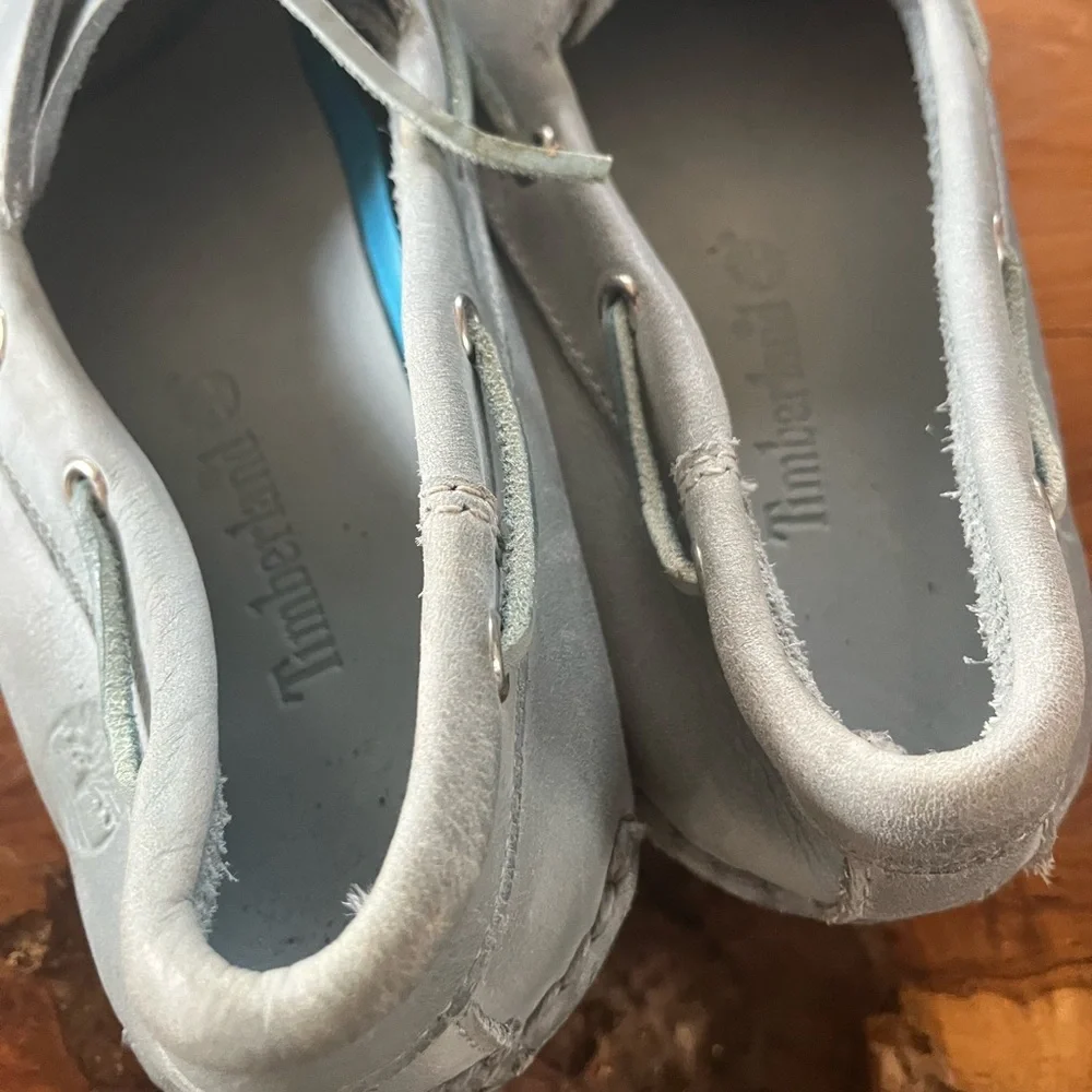 Timberland Boat Shoes Mens Size 11 Blue Nubuck Leather Eyelet Casual Deck Shoes